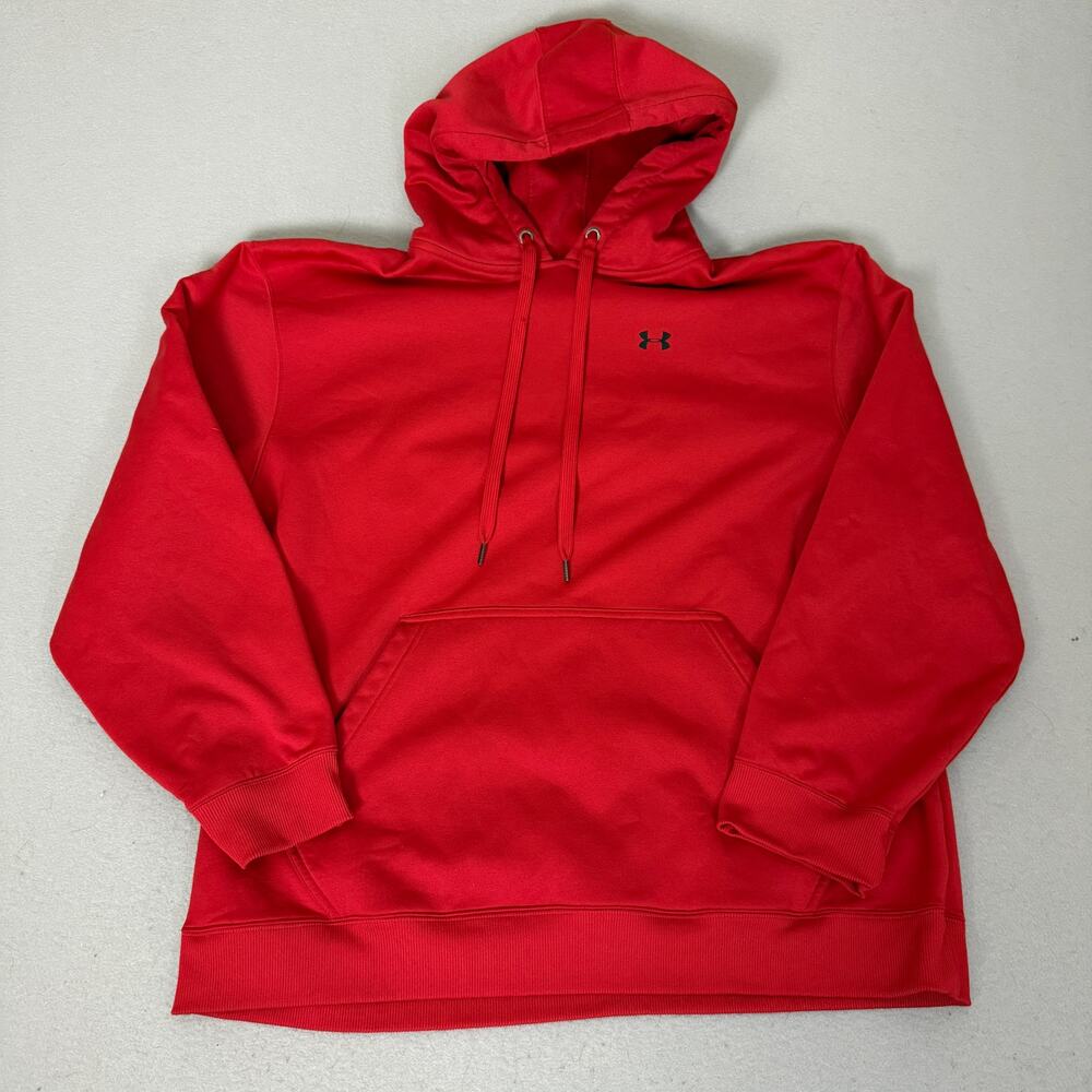 Under Armour Red Hoodie XXL Loose Fit Pullover Sweatshirt Mens